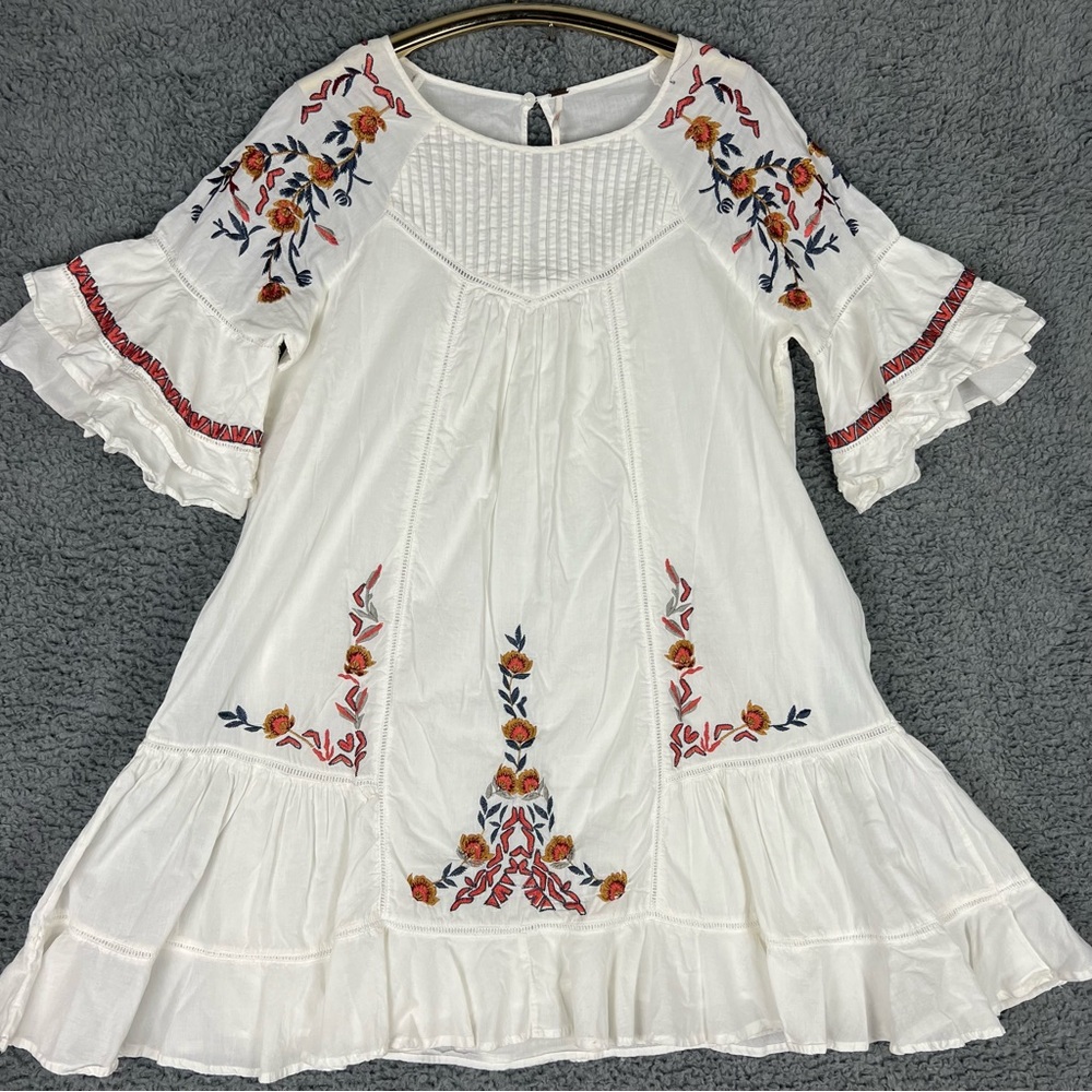 🛑 SOLD 🛑 Free People Womens Large Pavlo Embroidered Shift Dress Bohemian - Picture 1 of 16